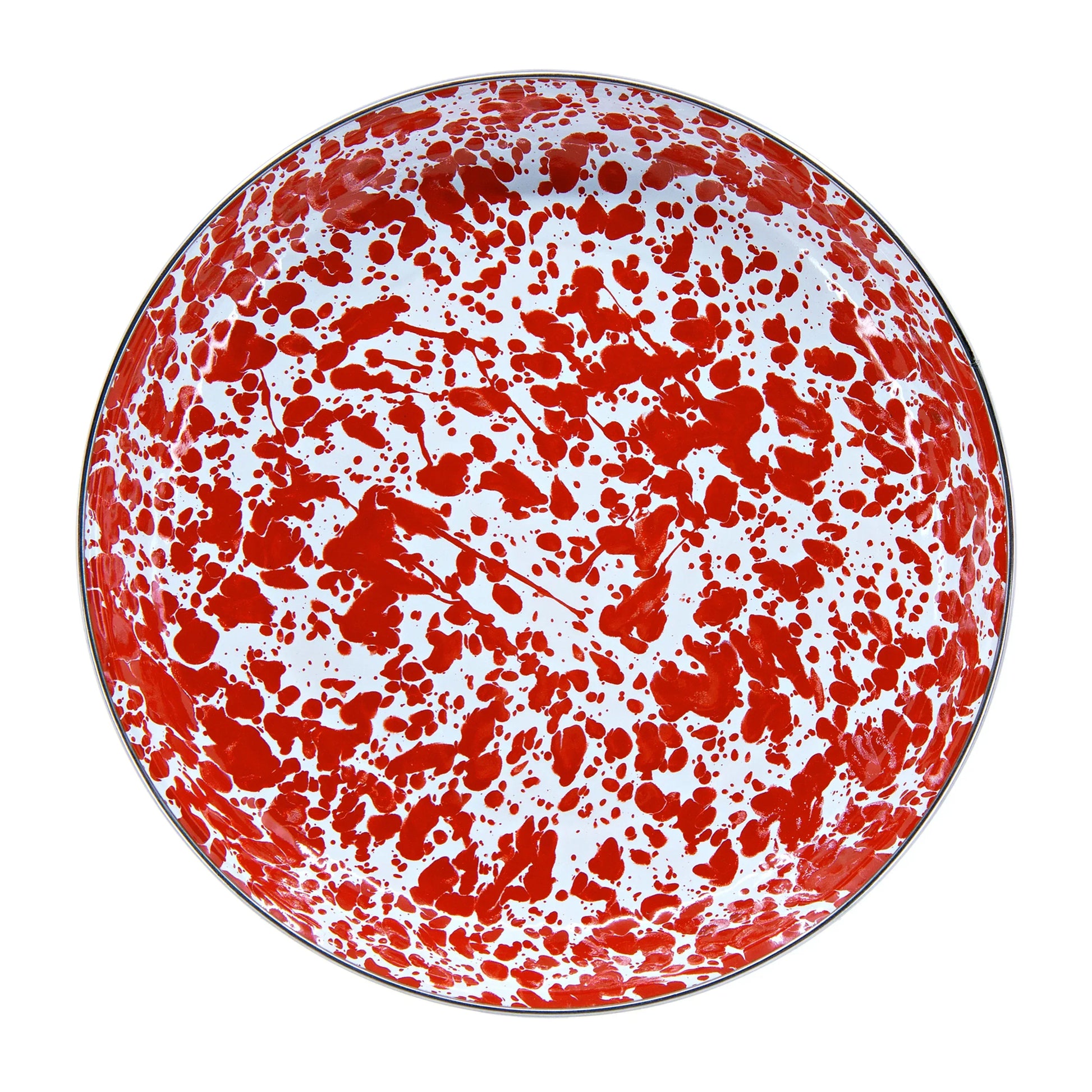 RD04S4 - Red Swirl Pasta Plates - Set of 4 - Golden Rabbit Enamelware