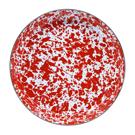 RD04S4 - Red Swirl Pasta Plates - Set of 4 - Golden Rabbit Enamelware
