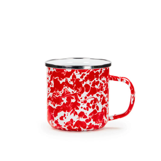 RD05S4 - Red Swirl 12 oz Mugs - Set of 4 - Golden Rabbit Enamelware