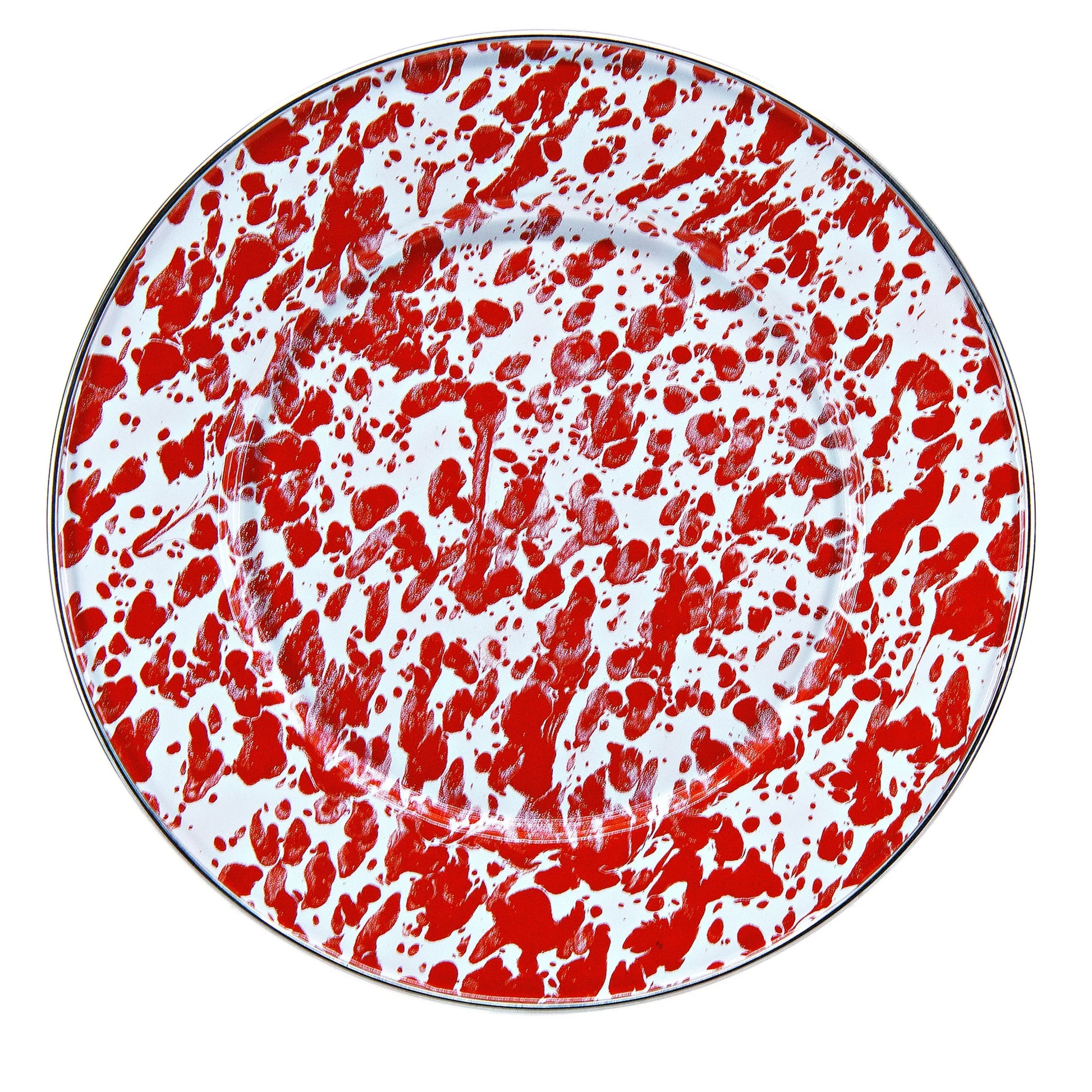 RD11S4 - Red Swirl Sandwich Plates - Set of 4 - Golden Rabbit Enamelware