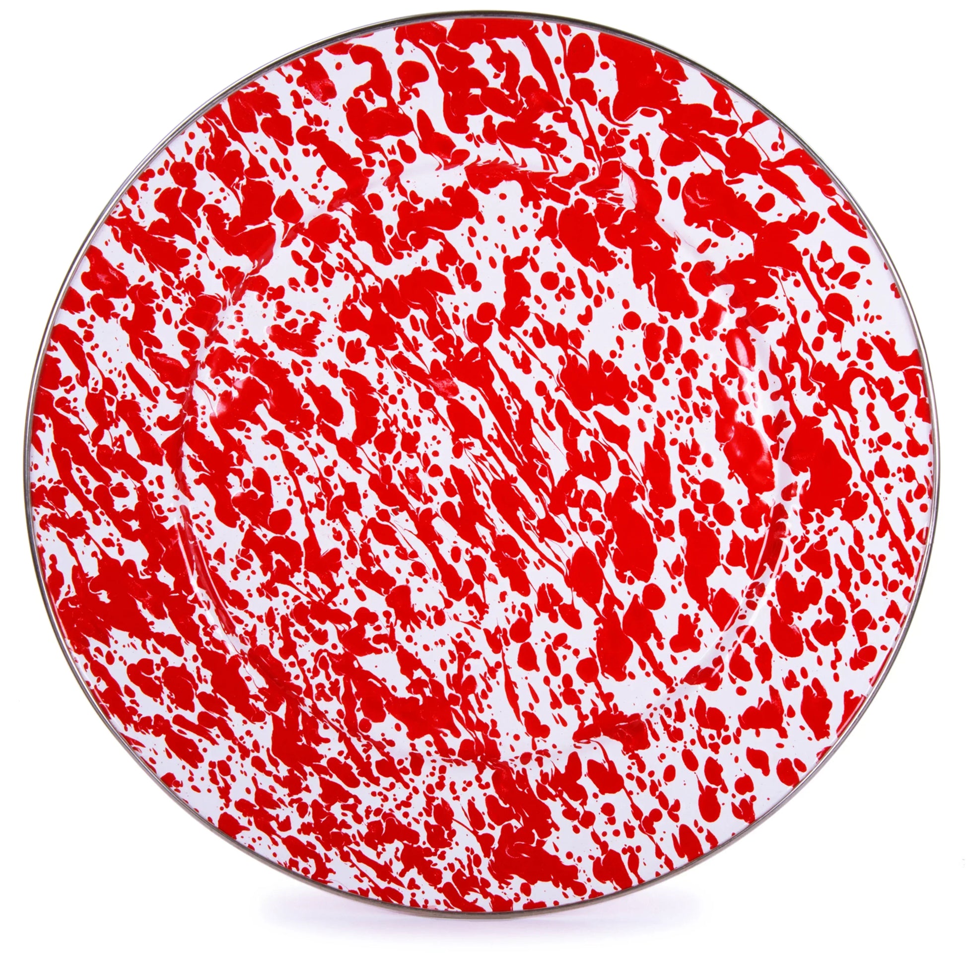 RD26S2 - Red Swirl Chargers - Set of 2 - Golden Rabbit Enamelware