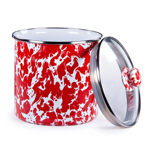 RD38 - Red Swirl Canister - Golden Rabbit Enamelware