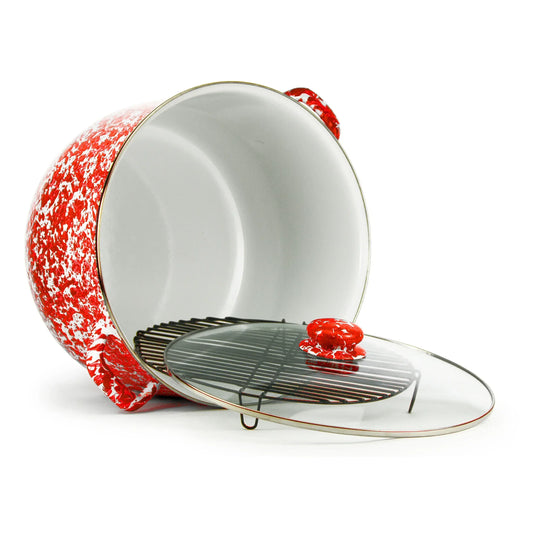 RD75 - Red Swirl 18 Qt Stock - Golden Rabbit Enamelware