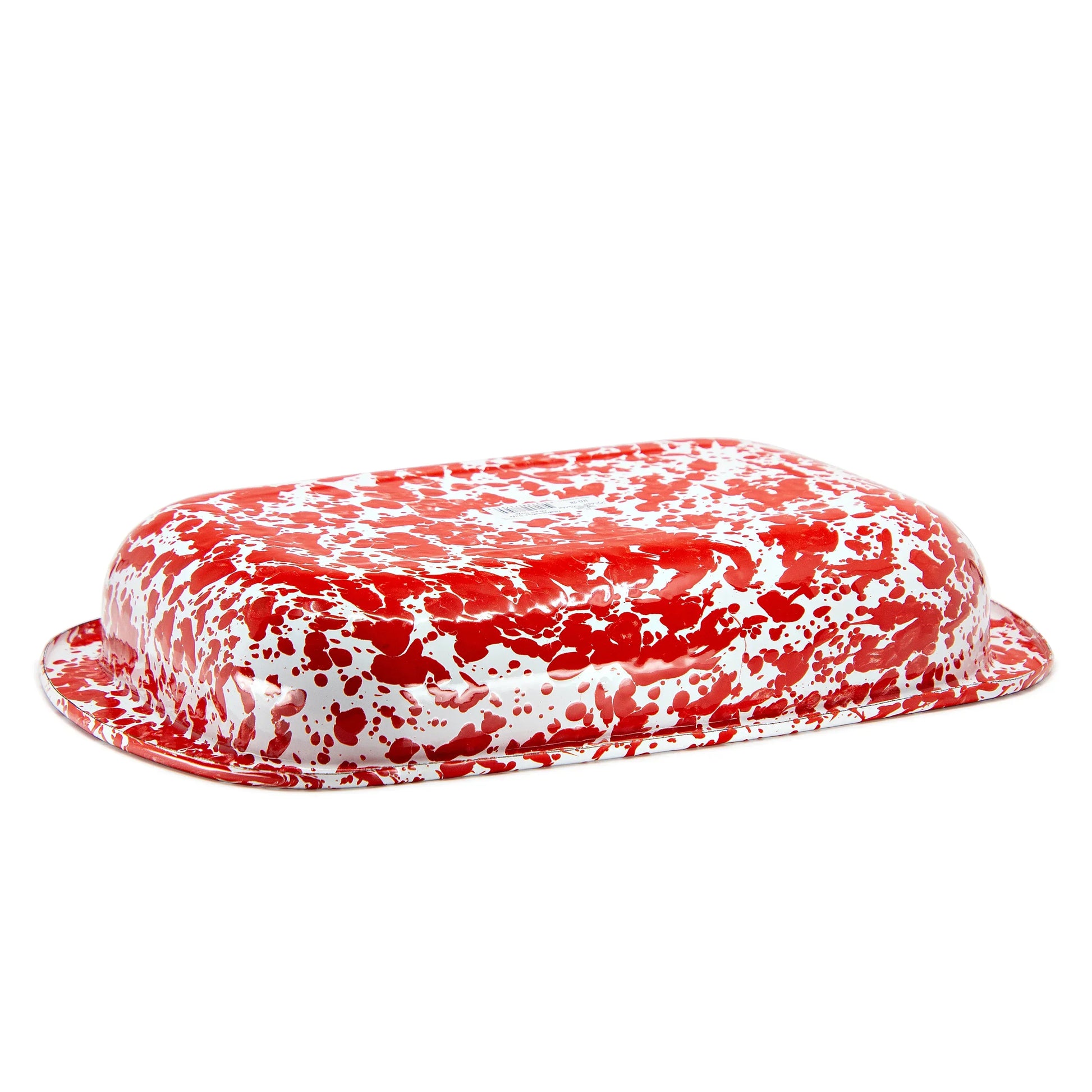 RD78 - Red Swirl Baking Pan - Golden Rabbit Enamelware