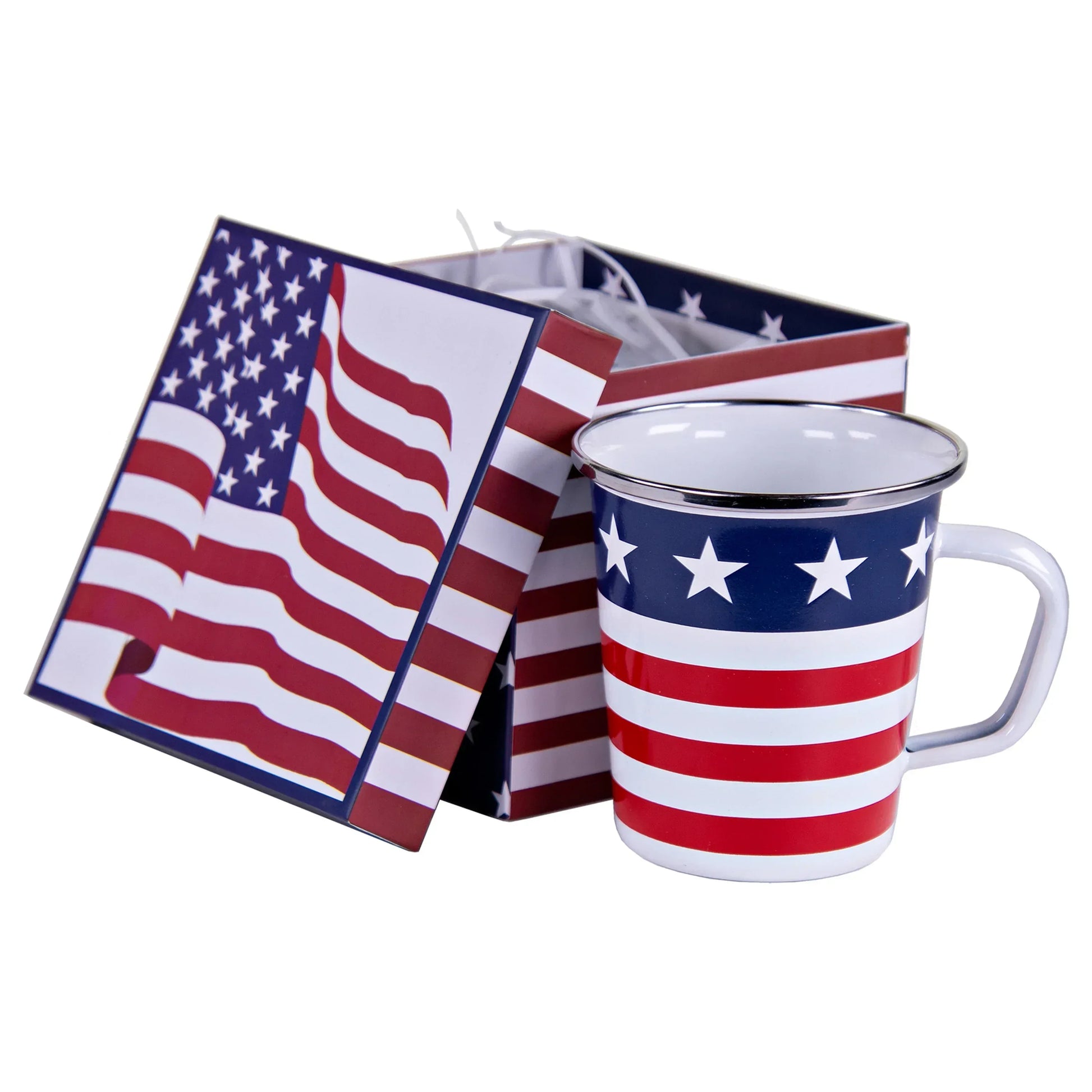 SS86 - Stars and Stripes 16 oz Latte Mug Gift Box - Golden Rabbit Enamelware