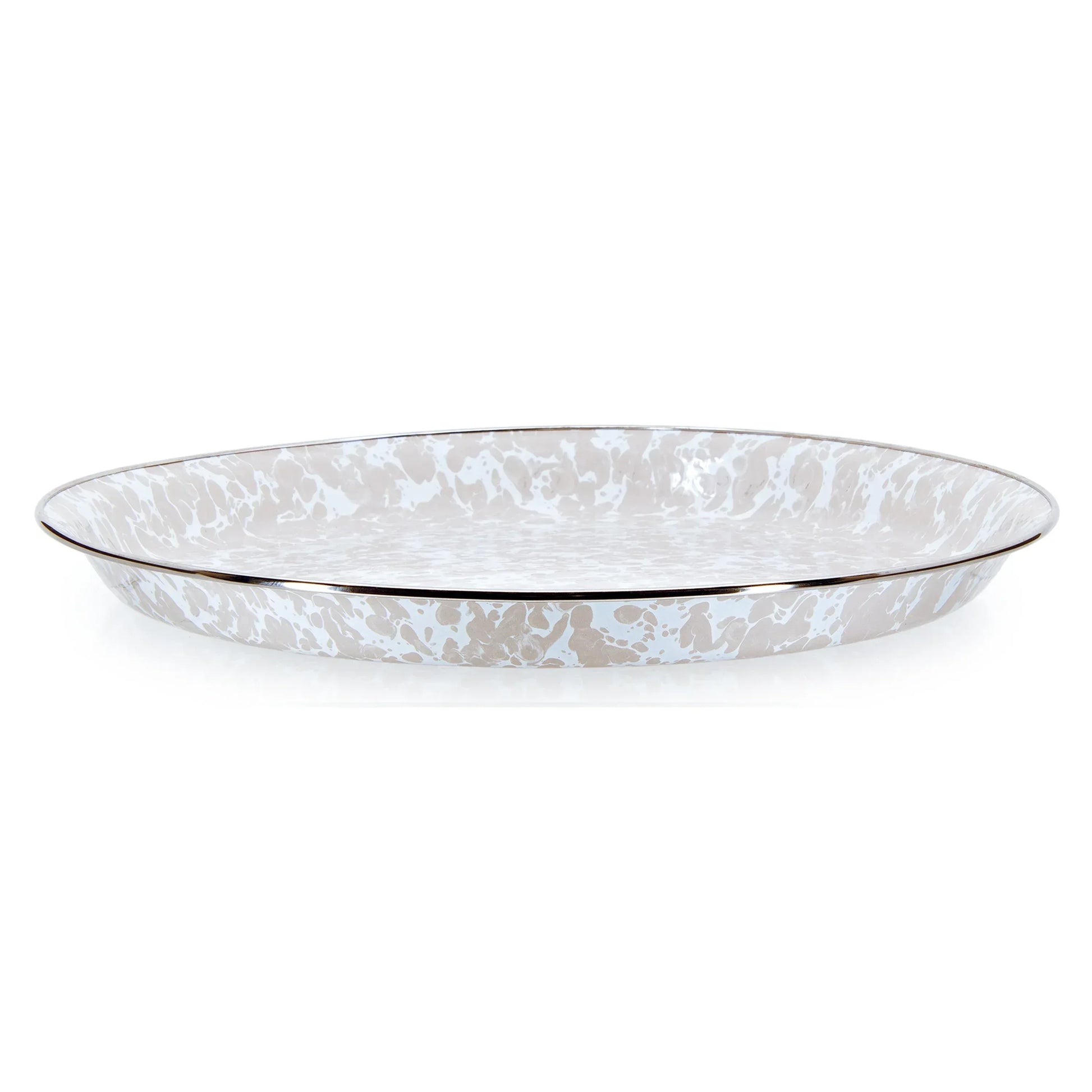 TP01 - Taupe Swirl Large Tray - Golden Rabbit Enamelware