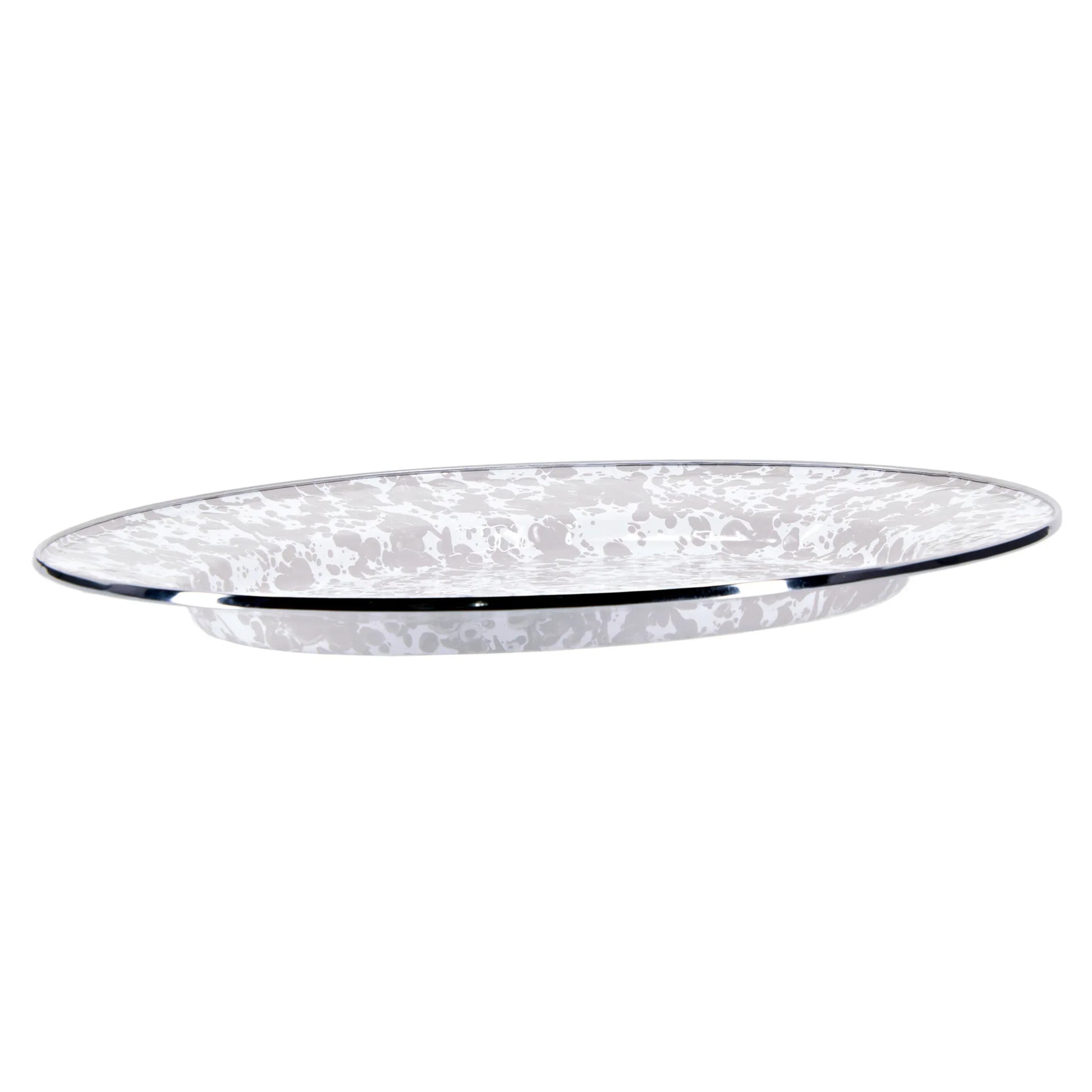 TP06 - Taupe Swirl Oval Platter - Golden Rabbit Enamelware