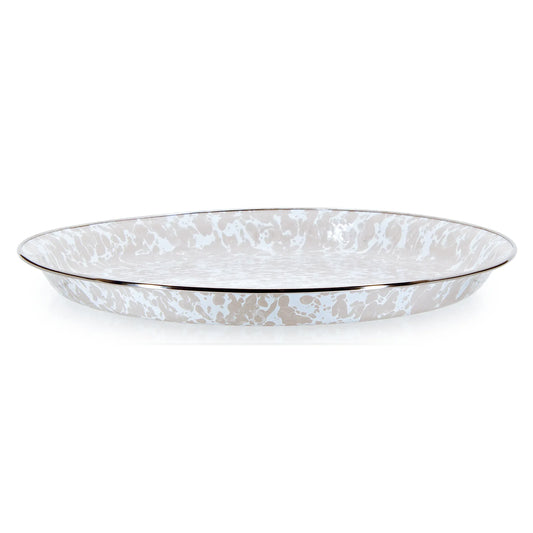 TP21 - Taupe Swirl Medium Tray - Golden Rabbit Enamelware