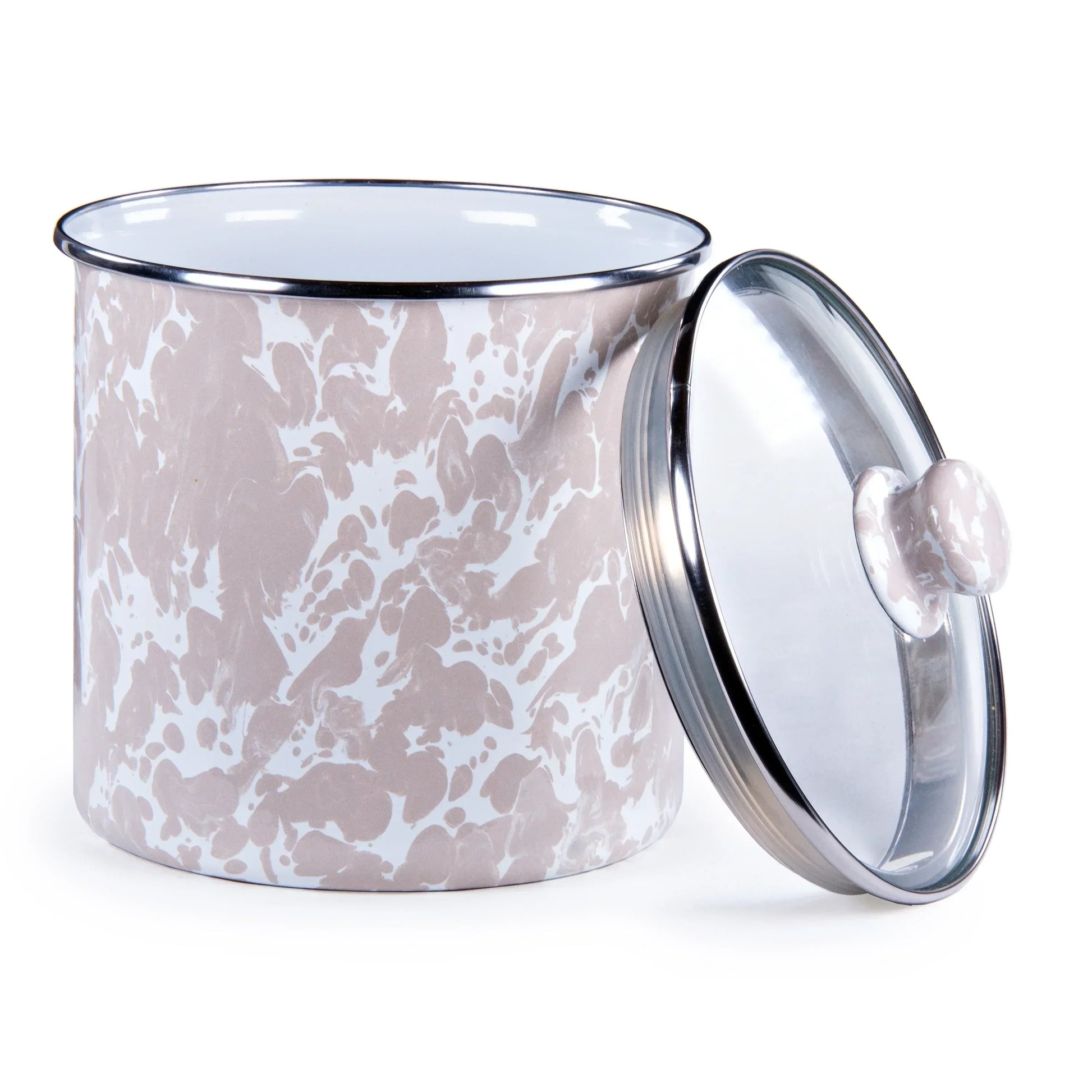 TP38 - Taupe Swirl Canister - Golden Rabbit Enamelware