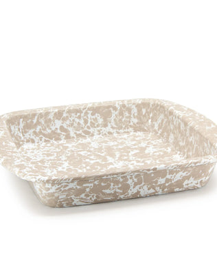 TP53 - Taupe Swirl Brownie Pan - Golden Rabbit Enamelware