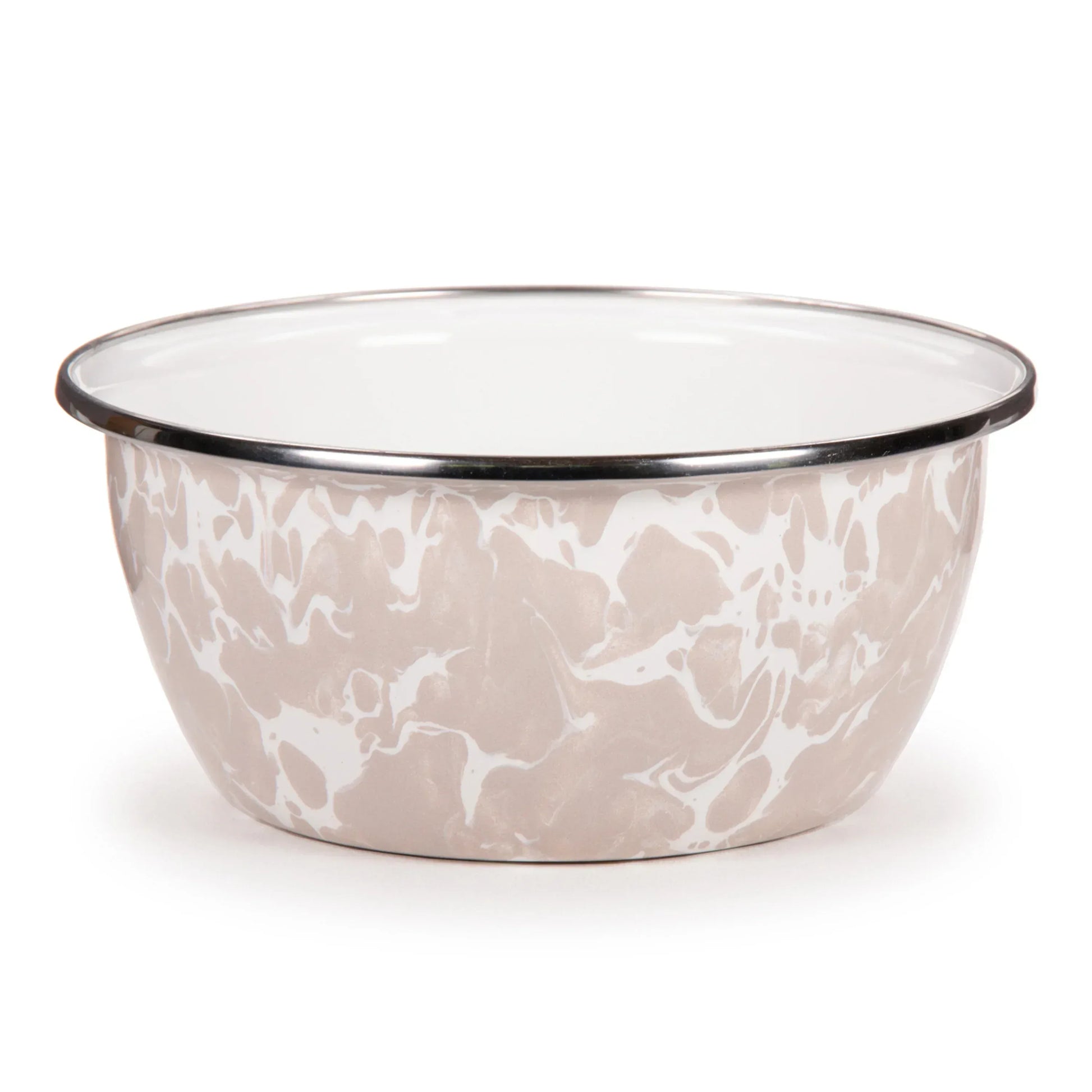 TP61S4 - Taupe Swirl Salad Bowls - Set of 4, Taupe - Golden Rabbit Enamelware