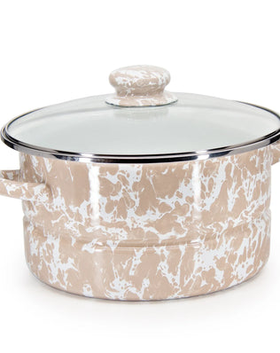TP72 - Taupe Swirl 6 Qt Stock Pot - Golden Rabbit Enamelware