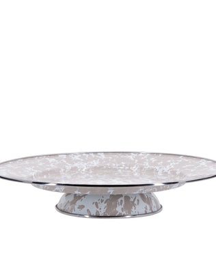 TP76 - Swirl Cake Plate, Taupe - Golden Rabbit Enamelware