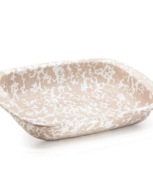 TP78 - Taupe Swirl Baking Pan - Golden Rabbit Enamelware