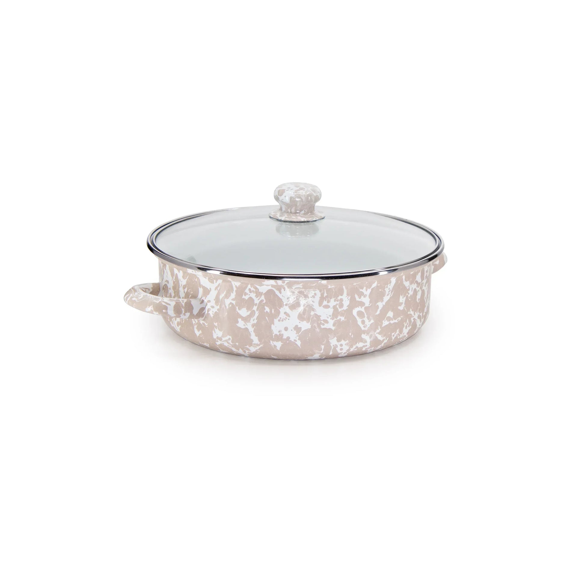 TP79 - Taupe Swirl Small Saute Pan - Golden Rabbit Enamelware