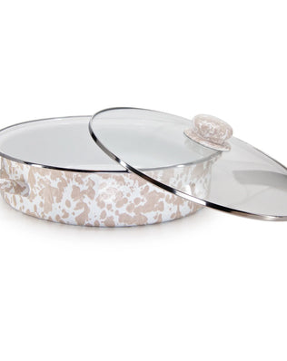 TP80 - Taupe Swirl Large Saute Pan - Golden Rabbit Enamelware