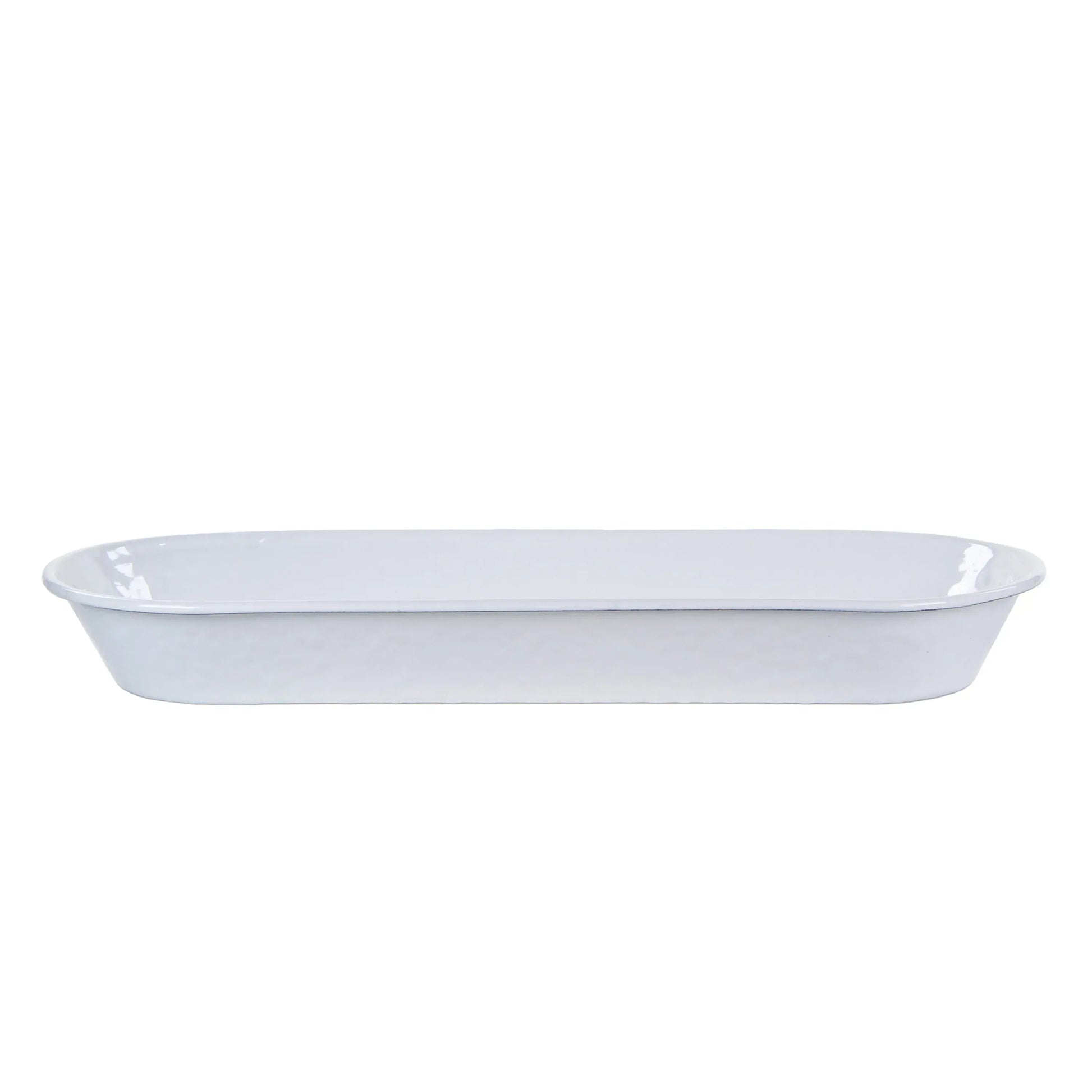 WW10 - White Solid Oval Basket - Golden Rabbit Enamelware
