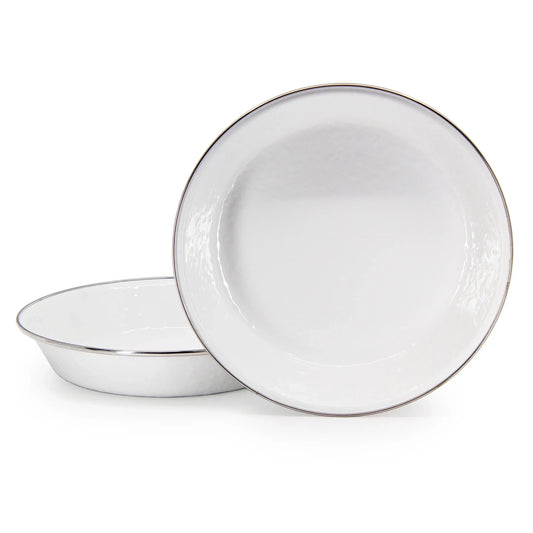WW17 - White Solid Pie Plate - Golden Rabbit Enamelware