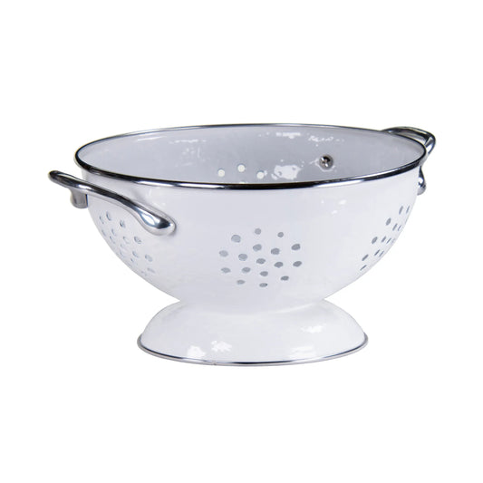 WW24 - Solid Petite Colander, White - Golden Rabbit Enamelware