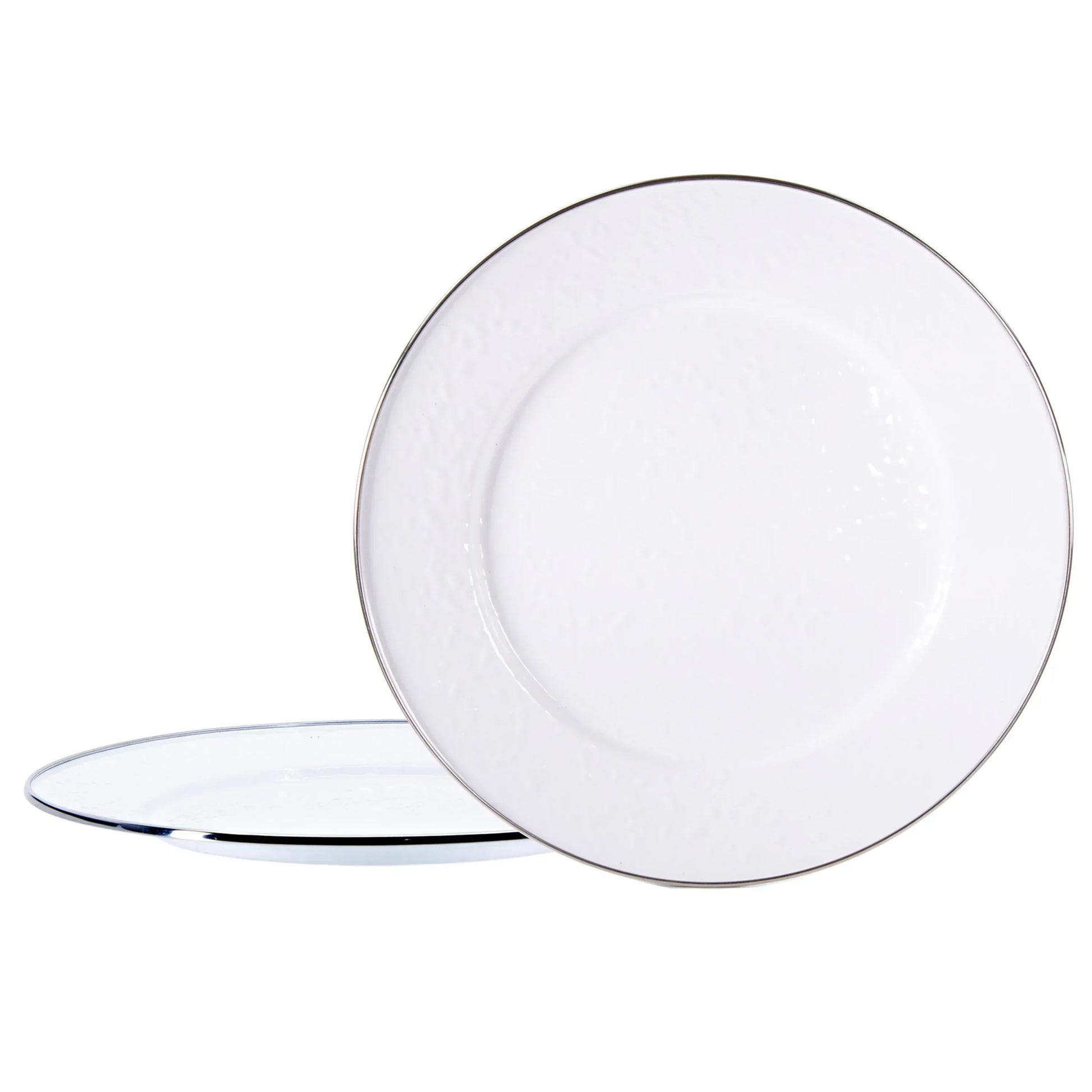 WW26S2 - White Solid Chargers - Set of 2 - Golden Rabbit Enamelware