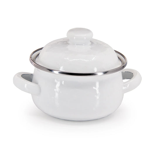 WW32S2 - Solid Petite Tureens - Set of 2, White - Golden Rabbit Enamelware