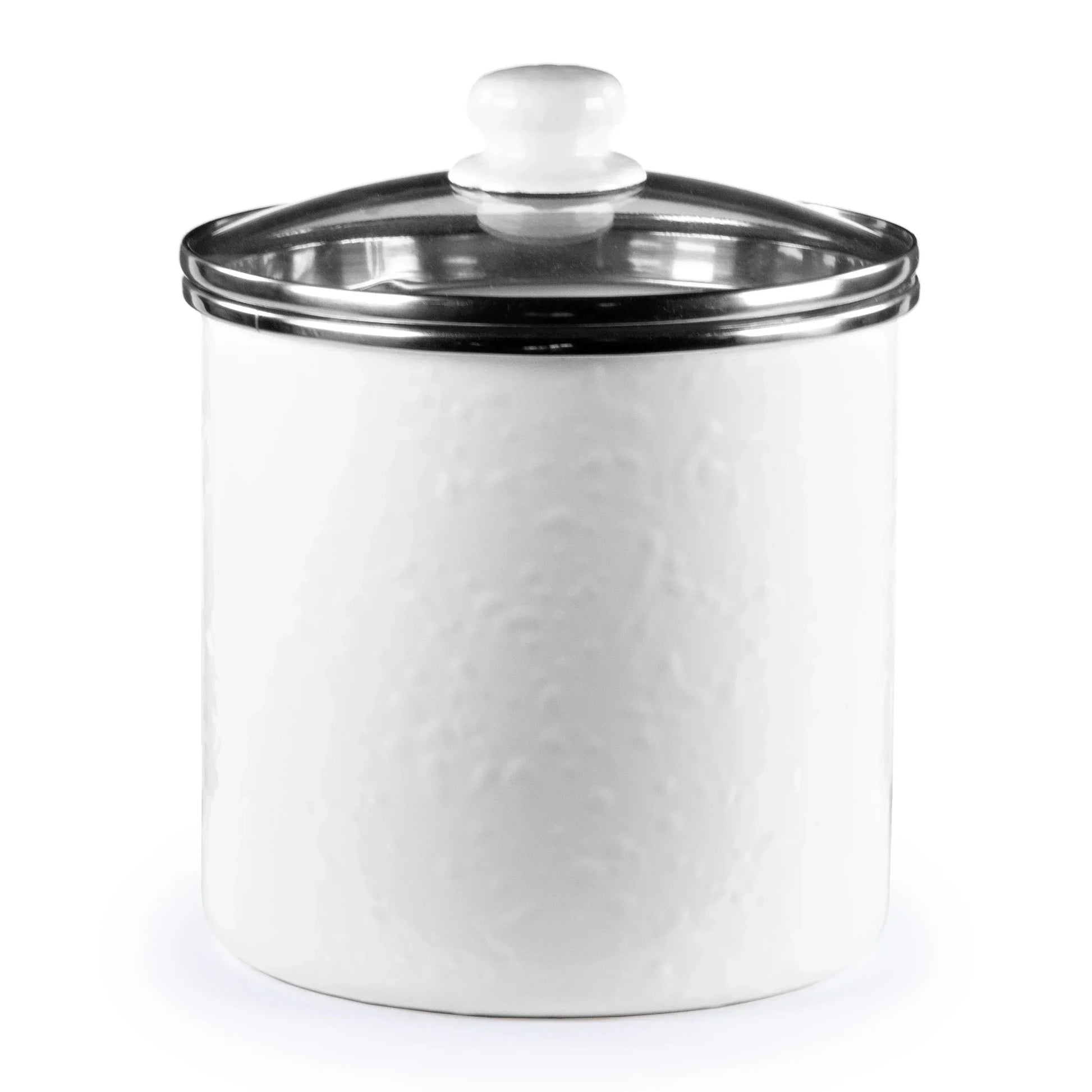 WW38 - White Solid Canister - Golden Rabbit Enamelware