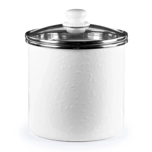 WW38 - White Solid Canister - Golden Rabbit Enamelware