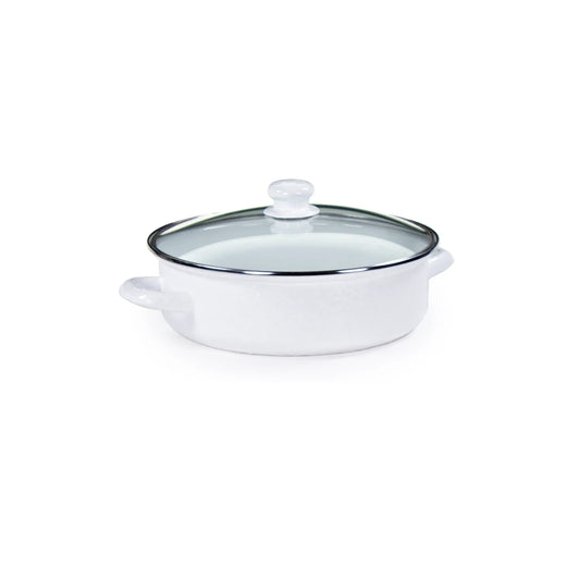 WW79 - White Solid Small Saute Pan - Golden Rabbit Enamelware